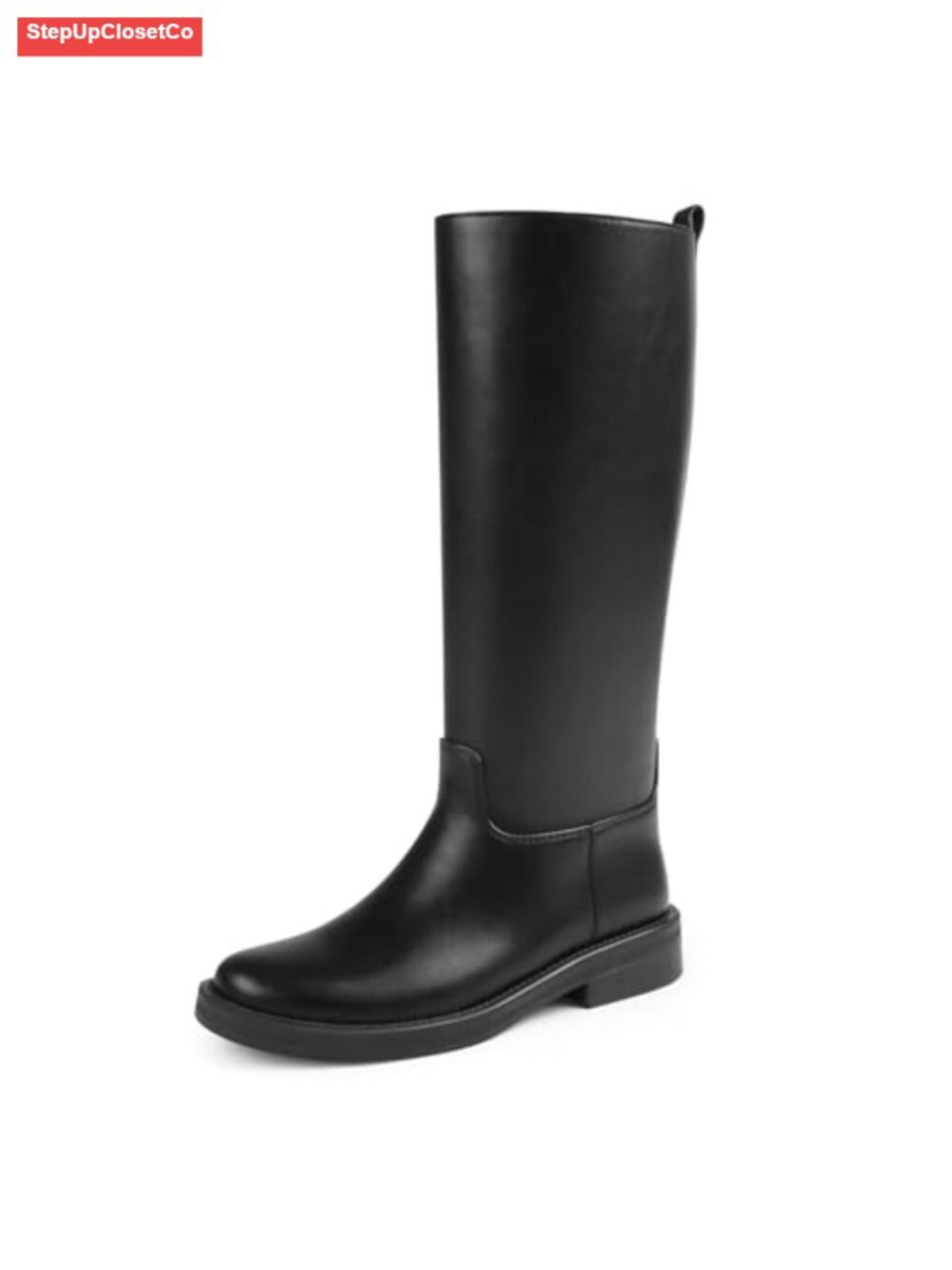 Women's Knee High Riding Boots Faux Leather Pull-On